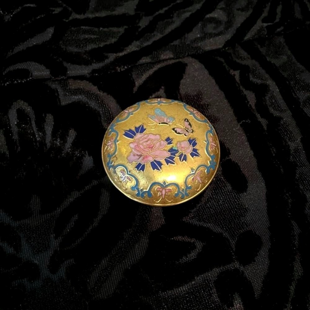 Cloisonne Trinket Box with a Rose And Butterfly